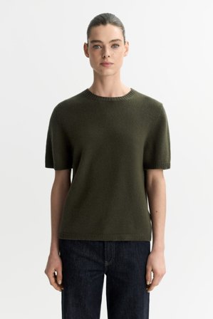 Soft Goat - Oversized t-shirt - Kaschmirpullover für Damen - L - Olive
