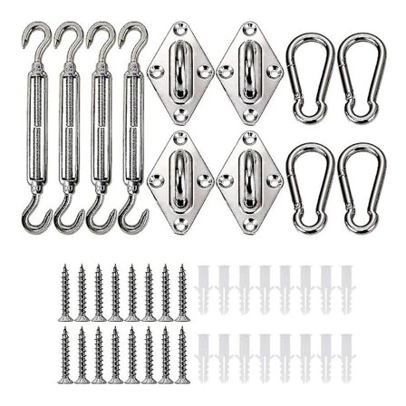Solsejl Hardware Kit, Heavy Duty Rustfrit Hardware i Rustfrit Stål