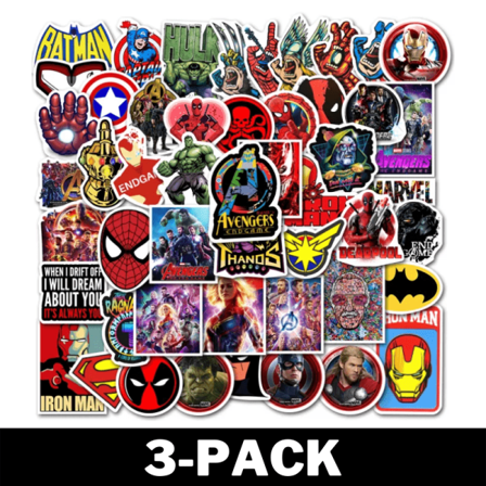 50 Stycken Marvel Stickers / Klistermärken 3-pack