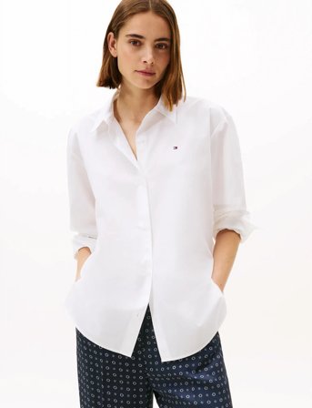 Tommy Hilfiger Ess Poplin Easy Fit Shirt - White - 42