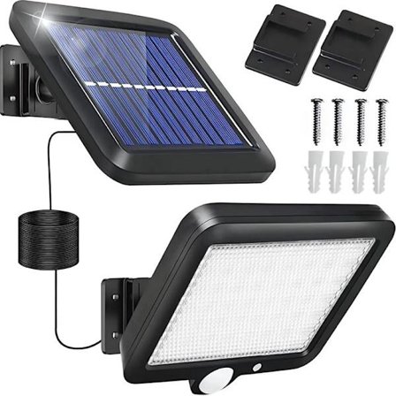 Udendørs solcellelamper med bevægelsessensor 56 COB LED solcellelamper udendørs projektør 120° IP65 vandtæt superlys stærk udendørs solcelle væglampe 