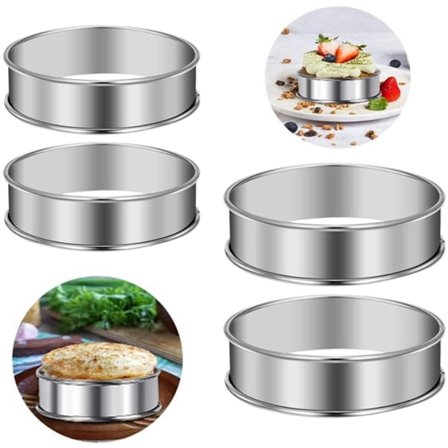 Bagerringe 8cm/10cm - Runde muffinforme - Madlavningsring sæt (4 stk.) - Sconeringe - Dessertringe - Dekorative ringe