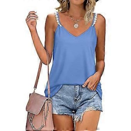 Dame Sommer T-shirt V-hals Cami Toppe T-shirt Flere Størrelser Tilgængelige Multi-farve Valgfri (3XL Blå)