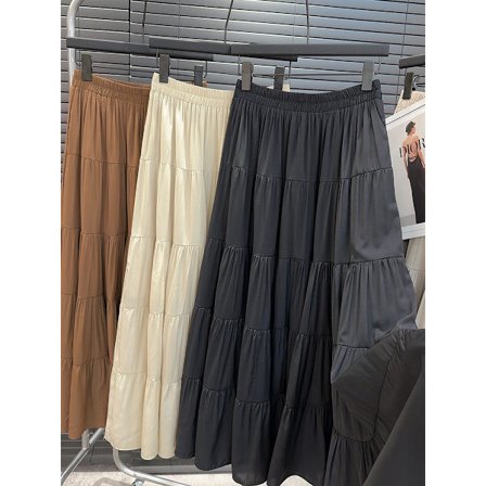 Naisten joustava korkeavyötäröinen pliseerattu pitkä hame