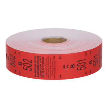 Garderobsbiljett 501-1000 Röd