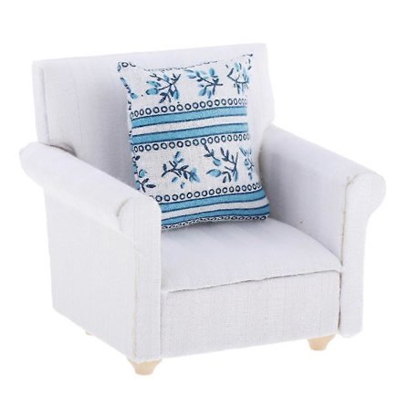 Dockhus 1/12 Skala Miniatyrmöbler Klassisk Tygsoffa Stol Med Kudde