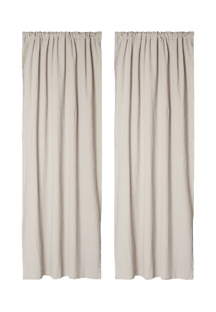 Åhléns Home Gardin i krinklad bomull MAJKEN 140x250 cm, 2-pack Gardiner Grå ONESIZE