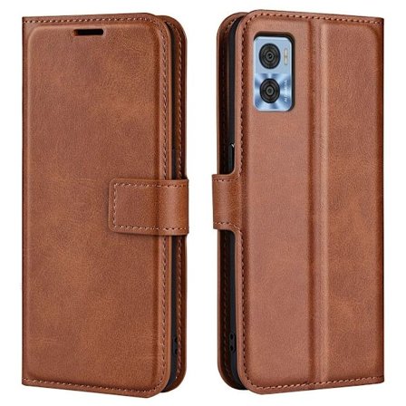 Lompakko Nahkakotelo For Motorola Moto E22 - Vaalean Ruskea