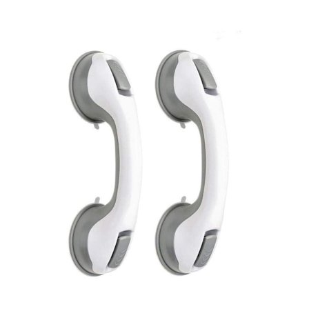 2 stk sikkerhedshåndtag/greb/brusebad sugekop til badeværelse + toilet (grå)