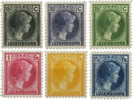 Luxembourg - Grand Duchess Charlotte, 1930 - Stemplet (MICHEL 221-226)