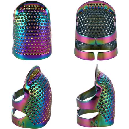 4-pack bländande färgade metallfingerskydd för sömnad, justerbara