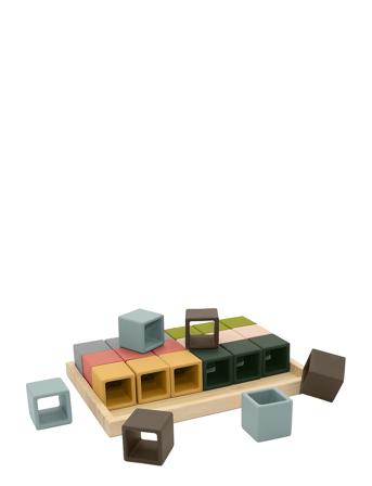 Silic Block Puzzle With 24 Pieces Toys Baby Toys Educational Toys Stackable Blocks Multi/mønstret Magni Toys