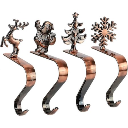 4-pack Julstrumpor Hängare För Spis - Halksäkra Metall Julstrumpor Hållare, Hängande Strump Hängare Jul Semester Dekorationer, Med Träd