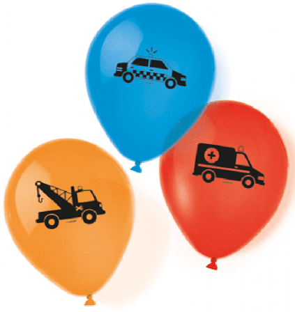 Utryckningsfordon ballonger 6-pack - Kalaslagret.se