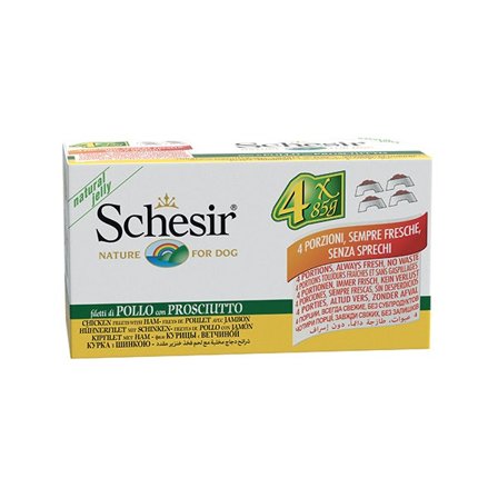 Schesir Multipack Filetti Di Pollo Con Prosciutto Cibo Umido Cani