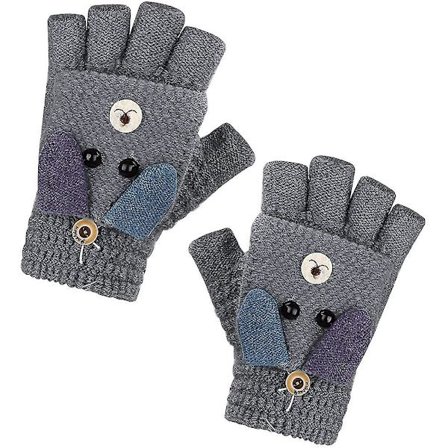 Pige Børn Vante Vant 8-13 År Gamle Vinter Kanin Mønster Strikket Flip