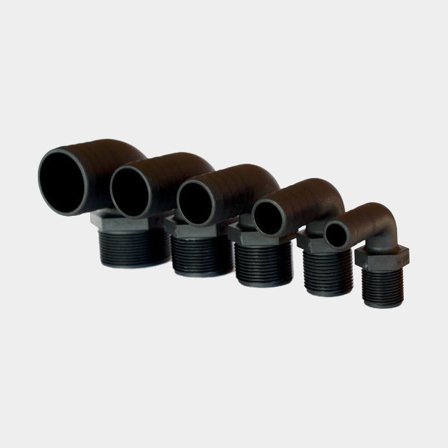 Raccordo TruDesign Tail 90° Maschio Filettato, composito, angolato 90°, 1 1/4" G (BSP) (esterno) a tubo da 38 mm (1 1/2"), nero