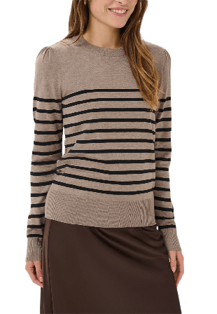 Saint Tropez MilaSZ Striped Pullover Tröjor Dam Svart XXL