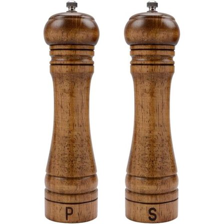 Salt- og pepperkvernsett, salt- og pepperkverner i tre, shakere med keramisk kjerne – 20 cm – pakke med 2