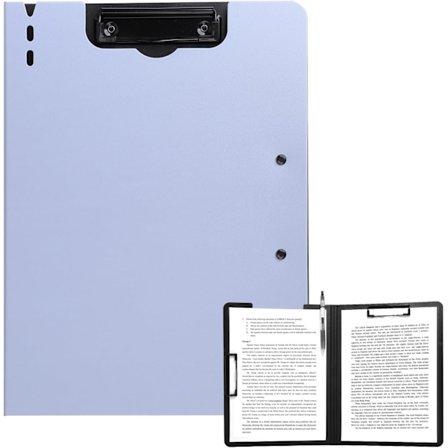 A4 Klemmbrett med dobbel klemme, sammenleggbar med lokk, dokumentholder i plast, lett personlig organizer - Lilla