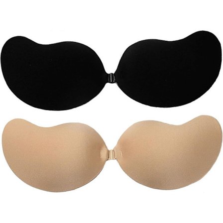 2 par selvklæbende BH'er, rygløse usynlige push up selvklæbende BH'er, stropløse push up BH'er til kvinder (C-skål)