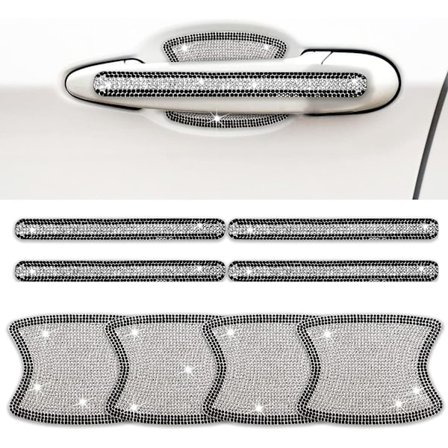 Bling Bilskydd för Dörrhandtag - 8 st Svarta Rhinestone Bling Ca