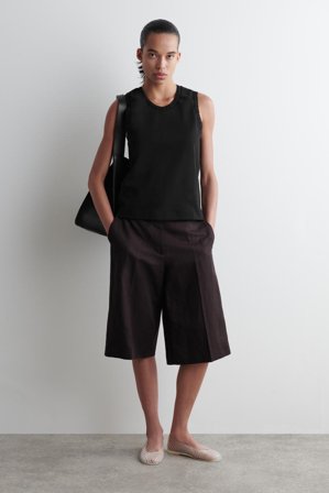 COS Gathered Cotton Tank Top in Black - Women