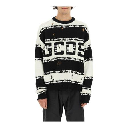 Gcds, Round-neck Knitwear Zwart, Heren, Maat:L