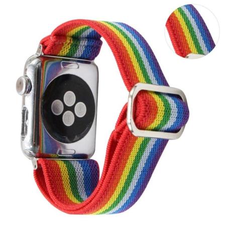 Apple Watch Series 6 / 5 40 mm urrem i vævet stil med mønster - Regnbue Multicolor