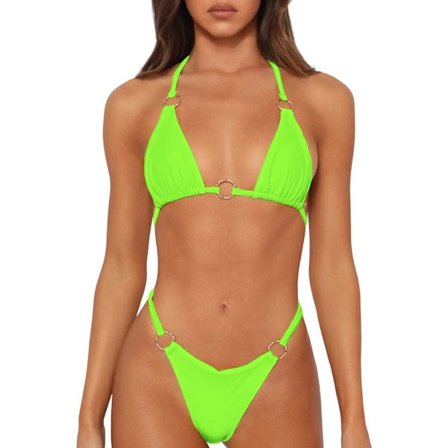 WJSMSexy Bikinis for Women 2 Piece Bikini Spaghetti Strap Swimsuits Solid Color Bathing Swimwear Triangle Bathing Suit