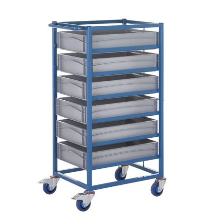 Mobile tray rack with trays, H 1175 mm, 6 x 24 L trays