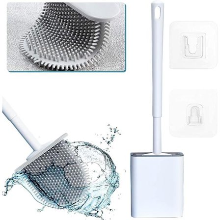 Silikontoalettborste Djuprengöringsborste med långt halkfritt handtag