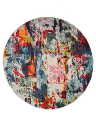 Abstrakt Leloudo Flerfarget Rundt Lite Oeko-Tex Teppe