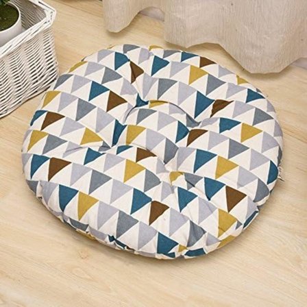 *Stolepude, rund, sædehynde, blomstermønster, dyreprint,*