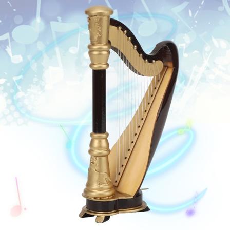 16CM træ miniature harpe model Mini musikinstrument model Desktop dekoration gave