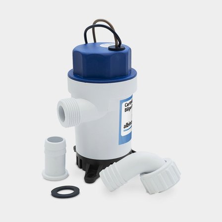 Nedsænkelig elektrisk lænsepumpe Albin Pump 500 GPH (32 liter/min), 12 V, manuel driftstart, uden niveauføler