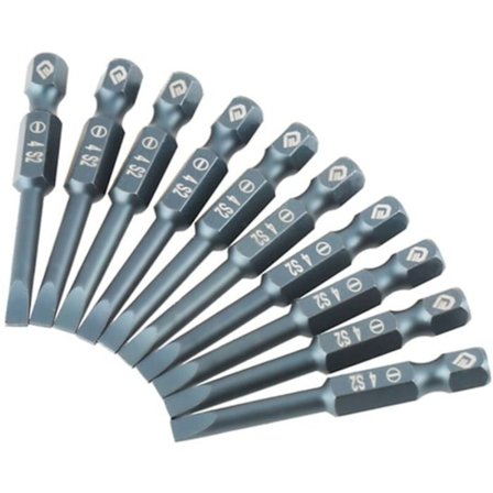 10 stk. 1/4" H6.3x50mm Magnetisk Firkant Hode Skrutrekker Bits Sett SL4 Legert Stål Hex Skrutrekker Bits