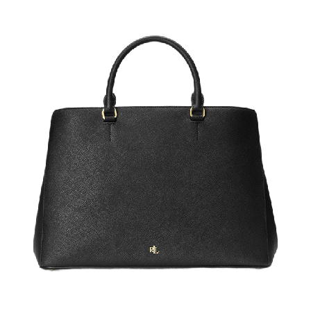 Lauren Ralph Crosshatch Leather Large Hanna Satchel Handväskor Dam Svart ONESIZE