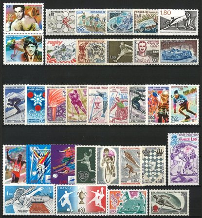 Frankrig - Sport - 33 forskellige frimærker 1953-2000 - Postfrisk
