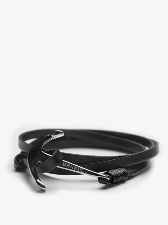 John Henric Men's Schwarzes Ankerarmband Mackay Size Onesize