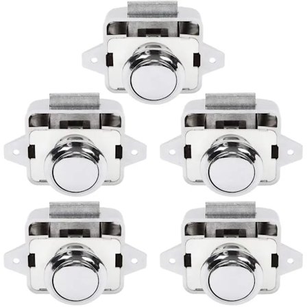 5 stk Sikkerhets Trykknapp Lås Skapdør for Bobil Campingvogn Sølv 5 stk Sølv (rund)