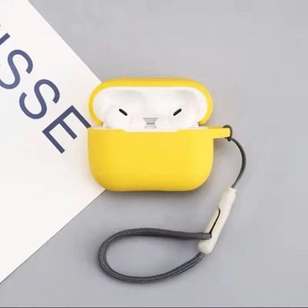 iPhone AirPods 3, nestemäinen silikoni kuulokekotelo, minimalistinen kuulokekotelo, keltainen
