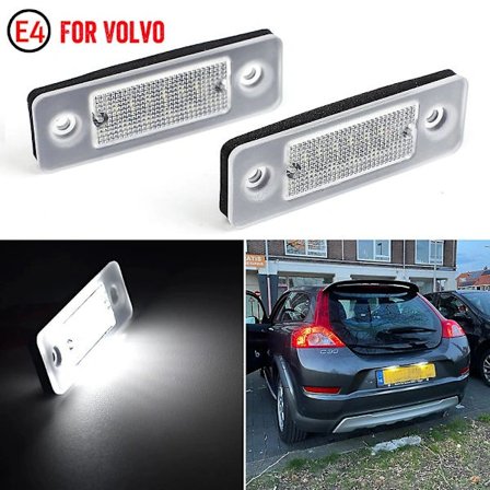 2 stk for Volvo C30 2008-2013 Klar linse Høy lysstyrke LED-skiltlys Nummerplateslampe