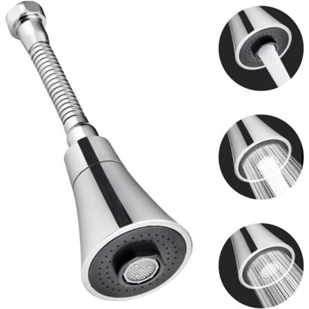 Kjøkkenkranhode i rustfritt stål + ABS 19cm Kjøkkenkran Sprayer 360° Roterbar Vannbesparende Filter Sprutsikker 3 Moduser