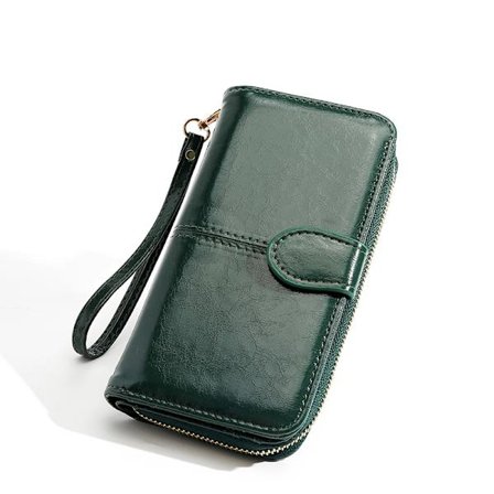 Lång Läderplånbok Dam Telefon Kortfodral Koppling Stor Kapacitet