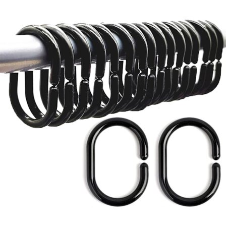 36 pakker bruseforhængsringe, C-formede, sorte
