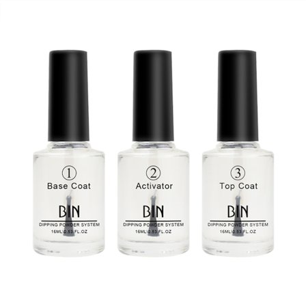 3st/set 15ML Nagel Färg Dip Dipping Pulver Pro Polish Startkit Bas Topplack