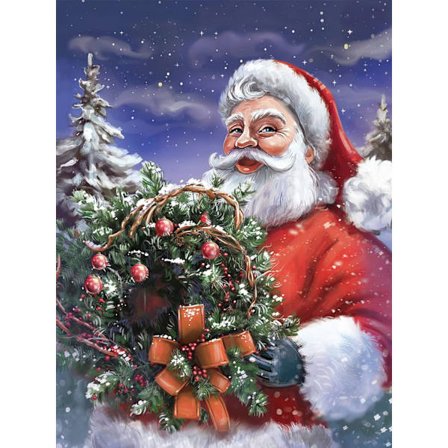5D Diamantmålning Blomsterranka Jultomten Vuxen Rund Diamant,D