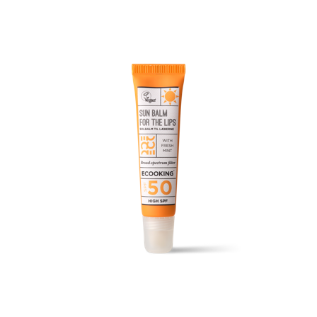 Ecooking Solbeskyttende Vegansk Læbebalm med Mint, SPF 50, 15ml - Nærende og Fugtgivende med UVA & UVB Beskyttelse
