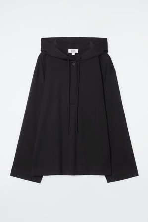 COS Women's Buttoned Lightweight Jersey Hoodie in Black